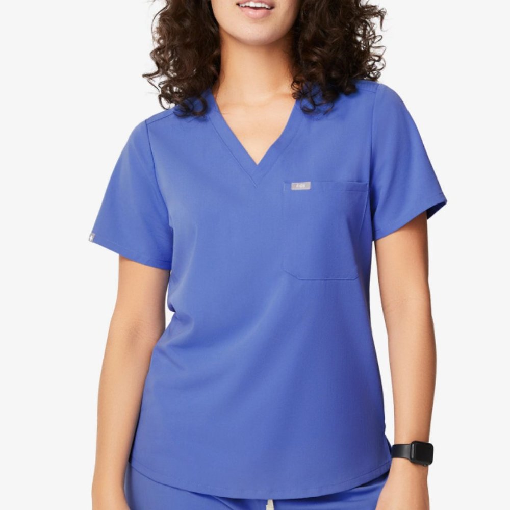 Figs Denim One-Pocket Scrub Top, NWT